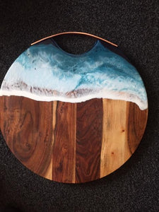 Round Grazing Board with Copper Handle - Ocean style